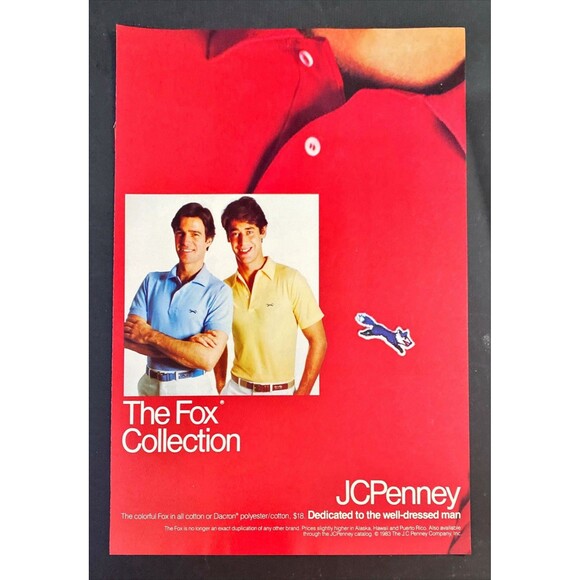 JC Penney Polo Shirts "The Fox Collection" Vintage Print Ad 1983 - Picture 3 of 3